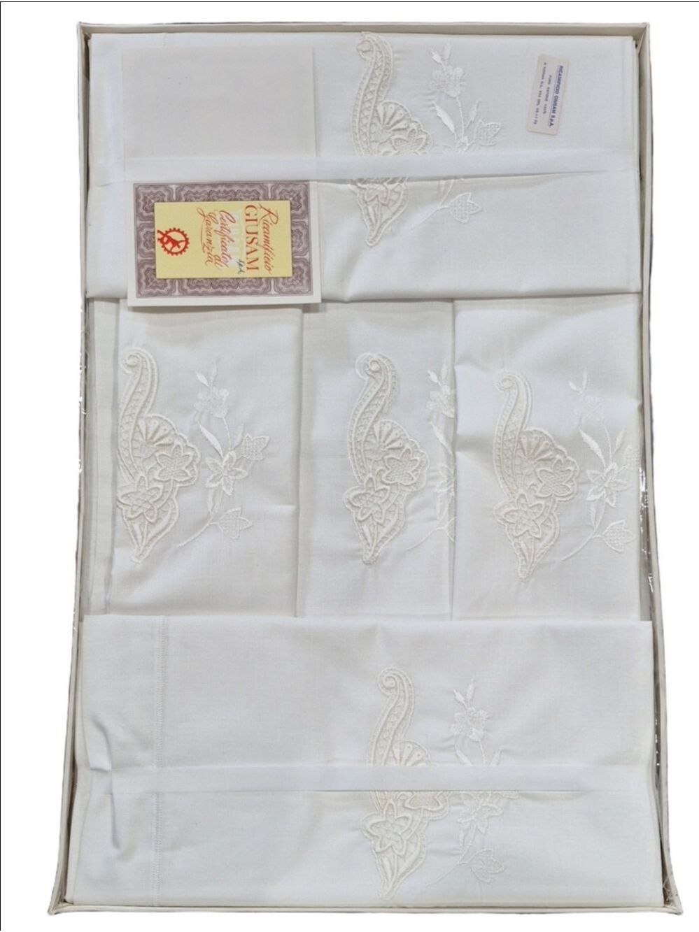 Vintage Italian Ricamificio GIUSAM "Cinzia" 100% Pure Cotton Embroidered Bedding